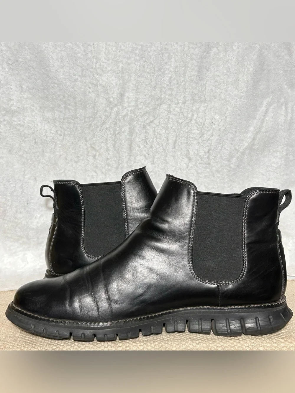 Cole Haan Mens Black Leather Zerogrand Waterproof Chelsea Pull On Boots SZ 11M